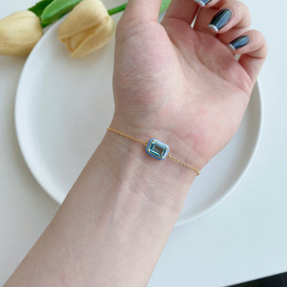 [CiCi]2.0 Carat Sparkling Colorful Emerald Cut Daily Bracelet