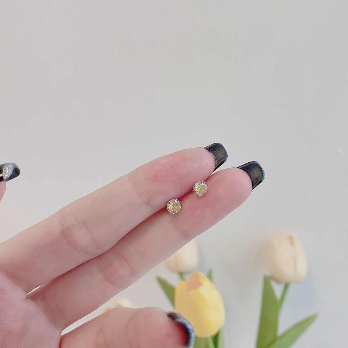 [CiCi]Sparkling Colorful Round Shape Earrings