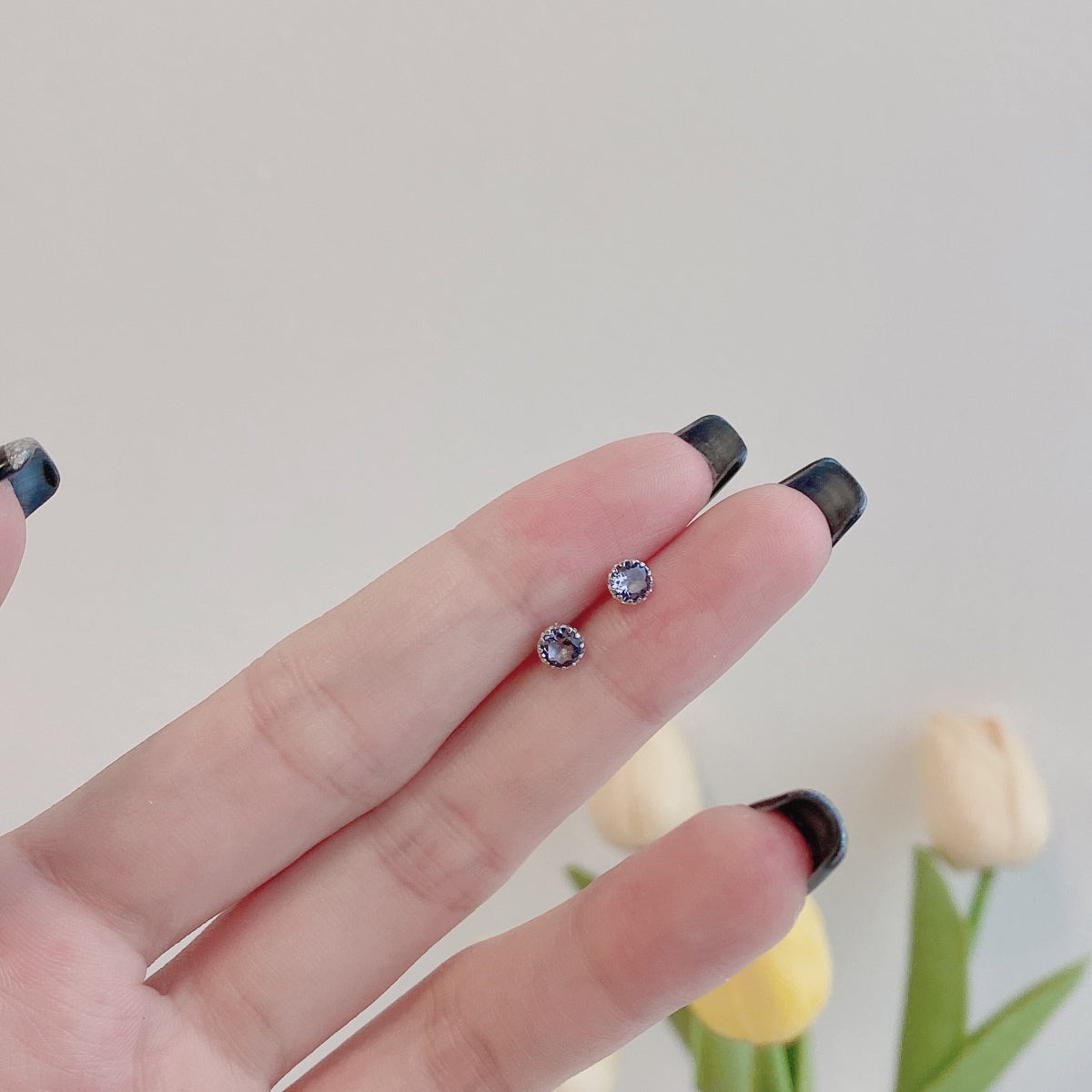 [CiCi]Sparkling Colorful Round Shape Earrings