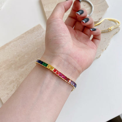 [CiCi]Radiant Colorful Princess Cut Tennis Bracelet
