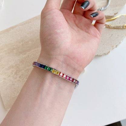 [CiCi]Radiant Colorful Princess Cut Tennis Bracelet