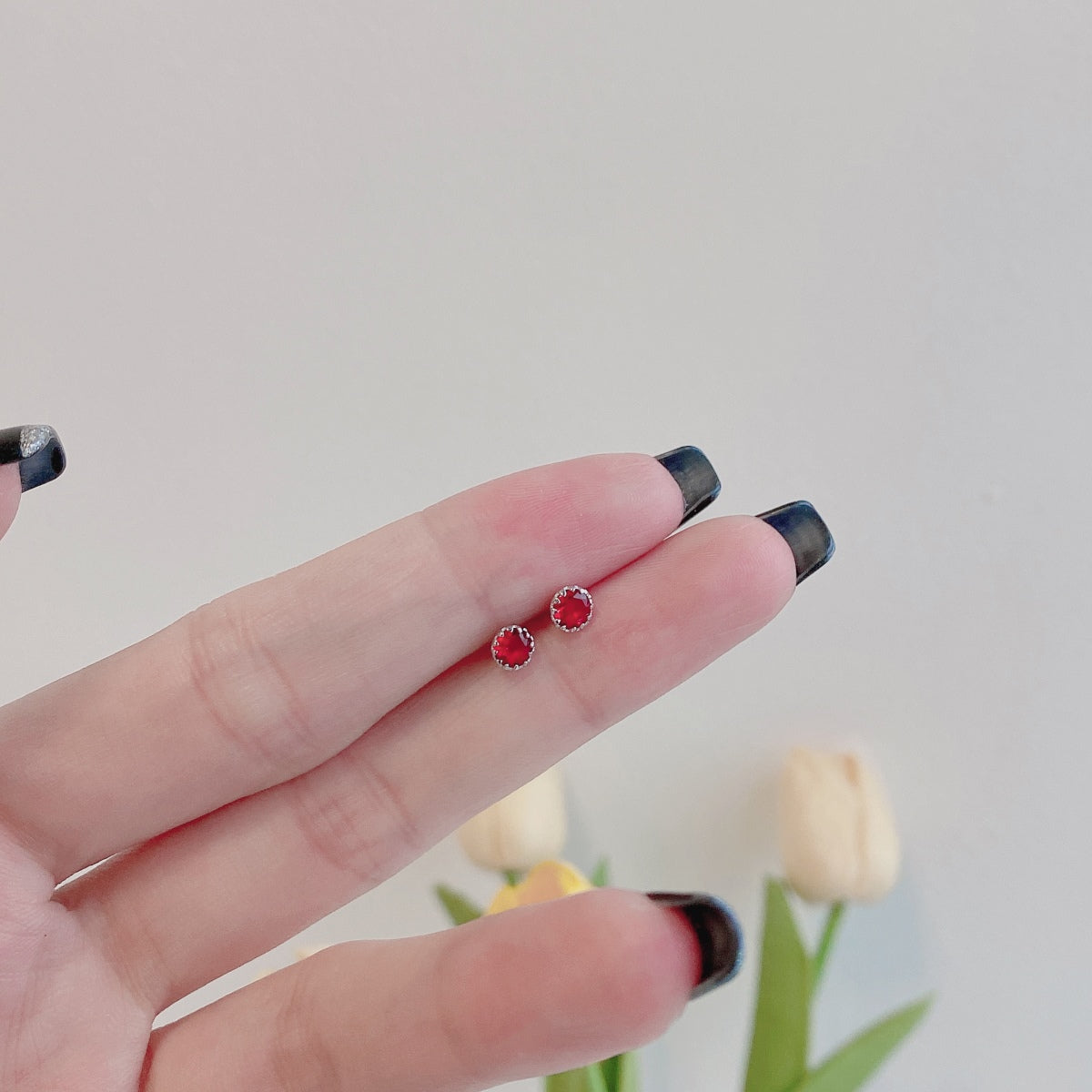 [CiCi]Sparkling Colorful Round Shape Earrings