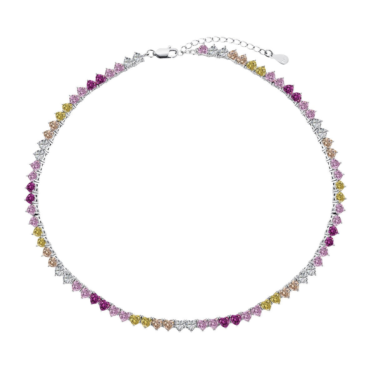 [CiCi]Sparkling Colorful Full Heart Tennis Necklace