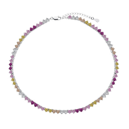 [CiCi]Sparkling Colorful Full Heart Tennis Necklace