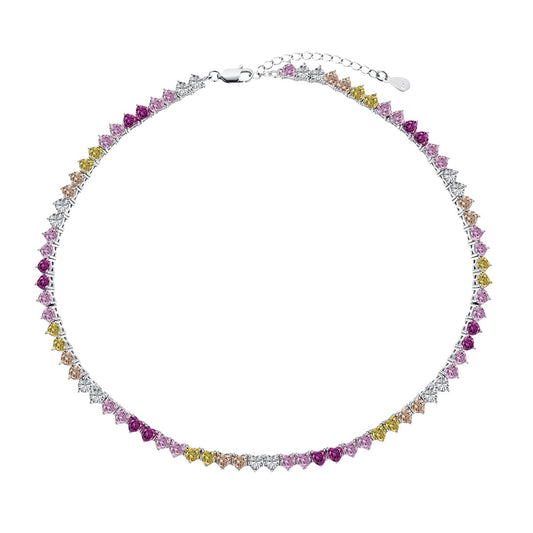 [CiCi]Sparkling Colorful Full Heart Tennis Necklace
