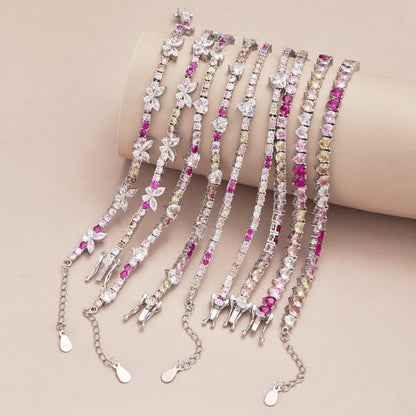[CiCi]Delicate Colorful Rainbow Tennis Chain