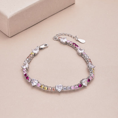 [CiCi]Romantic Heart Shape Round Cut Lover Bracelet