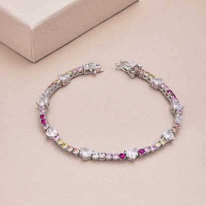 [CiCi]Romantic Heart Shape Round Cut Lover Bracelet