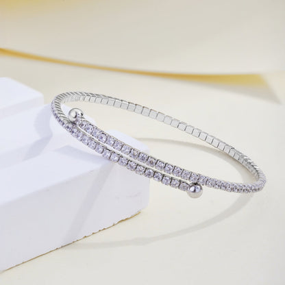 [CiCi]Row of Diamonds Round Fashion Bracelet