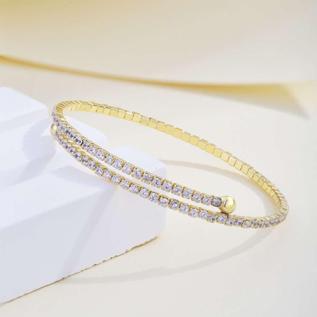 [CiCi]Row of Diamonds Round Fashion Bracelet