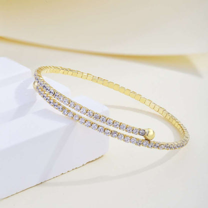 [CiCi]Row of Diamonds Round Fashion Bracelet