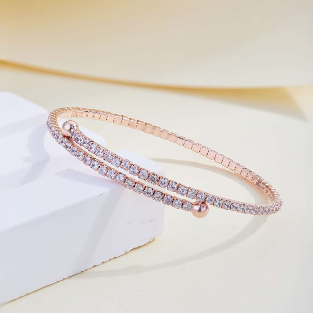 [CiCi]Row of Diamonds Round Fashion Bracelet