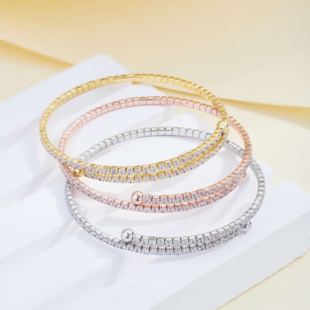 [CiCi]Row of Diamonds Round Fashion Bracelet