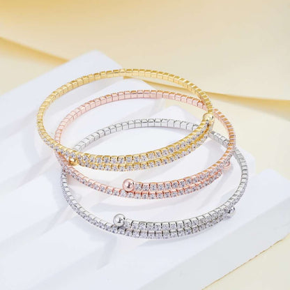 [CiCi]Row of Diamonds Round Fashion Bracelet