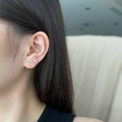 [CiCi]Sparkling Heart Shaped Simple Earrings