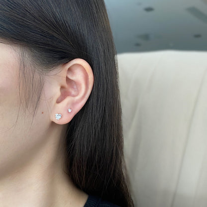 [CiCi]Sparkling Heart Shaped Simple Earrings