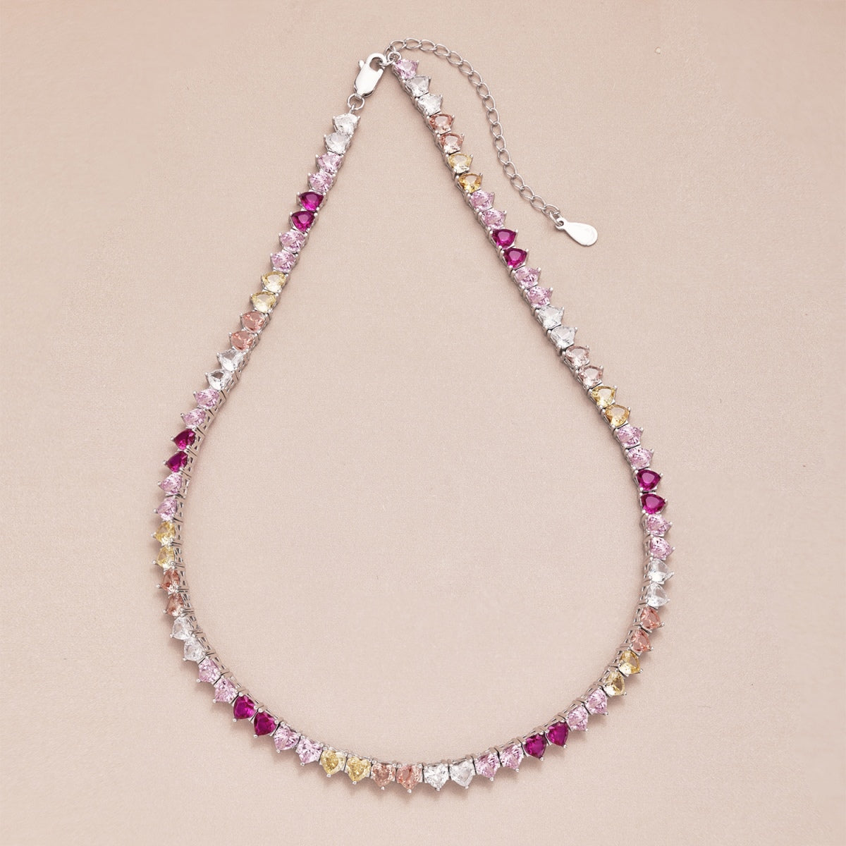 [CiCi]Sparkling Colorful Full Heart Tennis Necklace