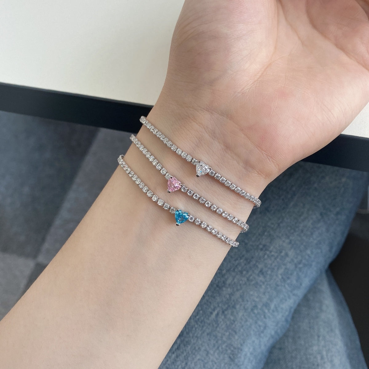 [CiCi]0.5 Carat Elegant Romantic Heart Shape Lover Bracelet