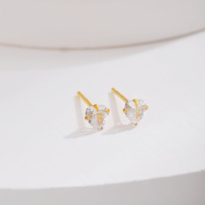 [CiCi]Sparkling Heart Shaped Simple Earrings