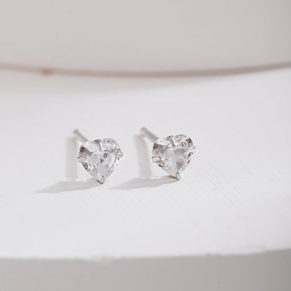 [CiCi]Sparkling Heart Shaped Simple Earrings