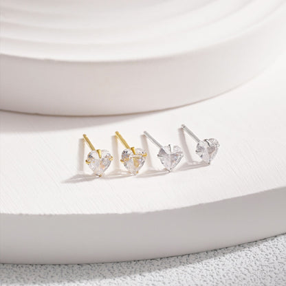 [CiCi]Sparkling Heart Shaped Simple Earrings
