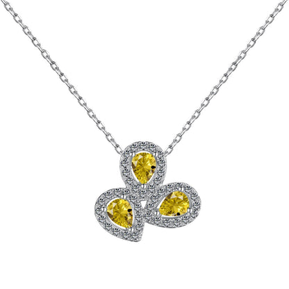 [CiCi]Elegant Flower Shape Pear Cut Necklace