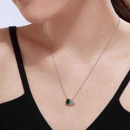 [CiCi]Dazzling Square & Heart Shape Necklace