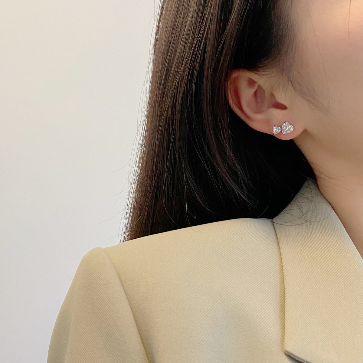 [CiCi]Double Heart-Shape Classic Princess Style Earrings