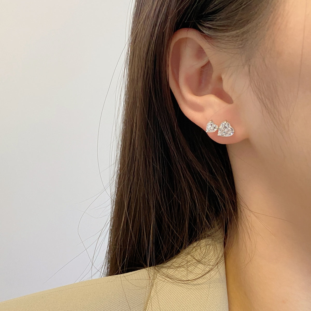 [CiCi]Double Heart-Shape Classic Princess Style Earrings
