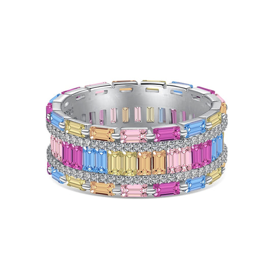 [CiCi]Dazzling Colorful Radiant Cut Party Ring
