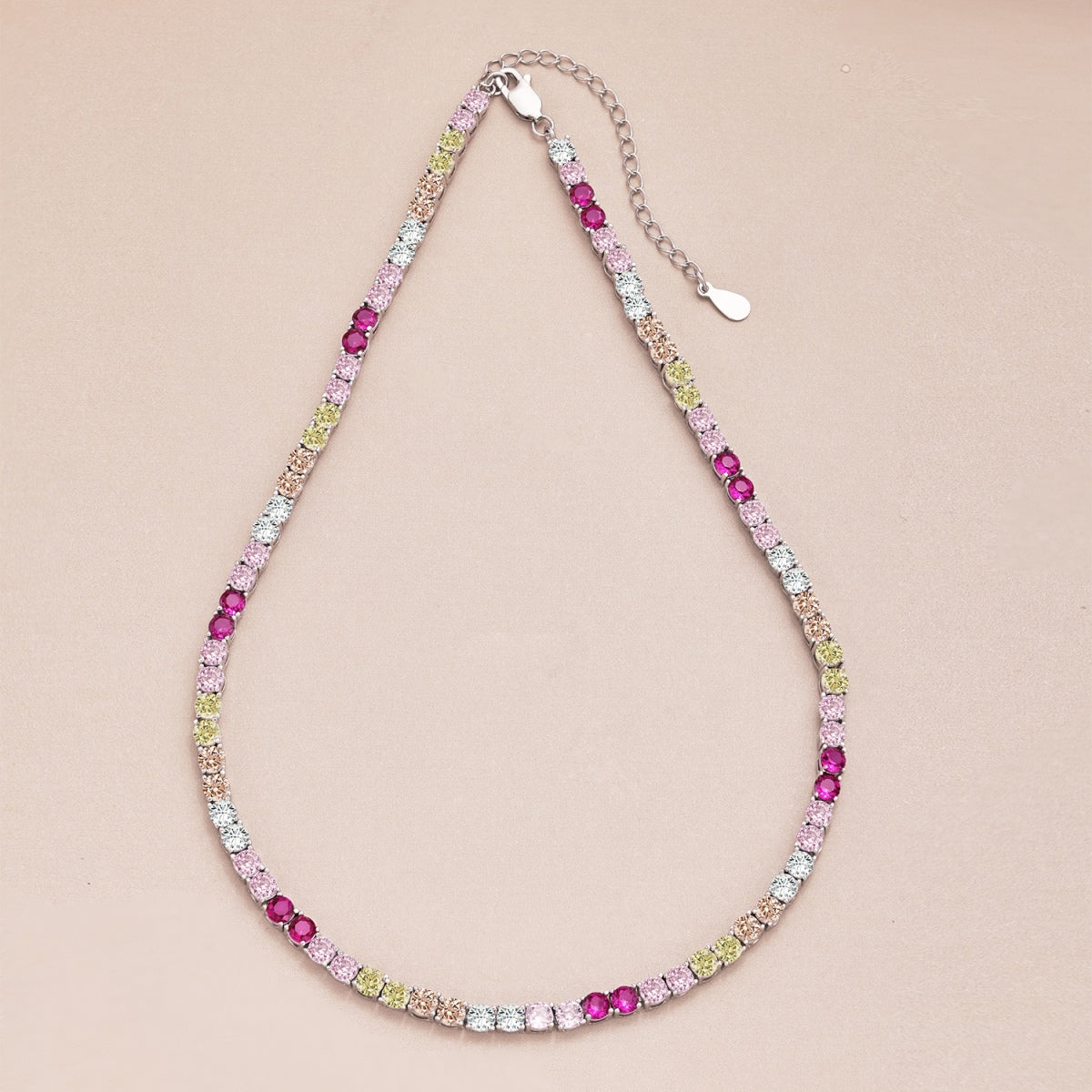 [CiCi]Delicate Colorful Tennis Necklace