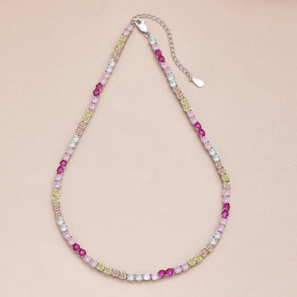 [CiCi]Delicate Colorful Tennis Necklace