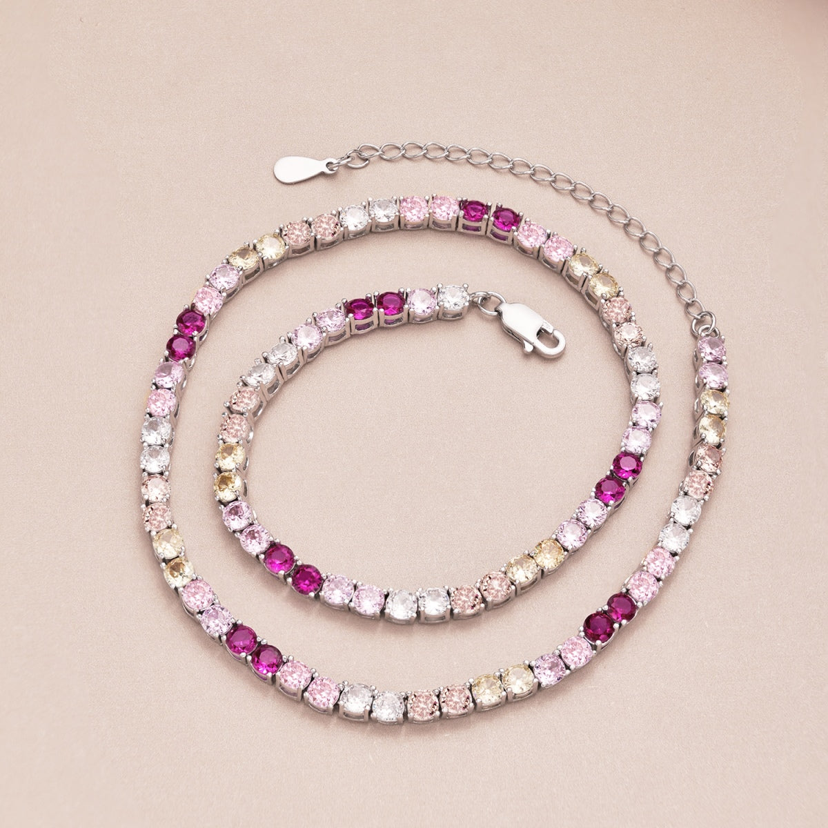 [CiCi]Delicate Colorful Tennis Necklace
