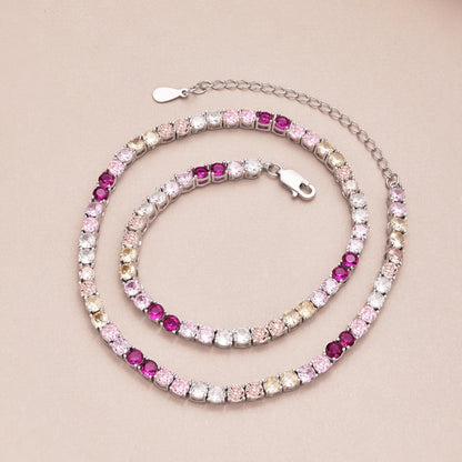 [CiCi]Delicate Colorful Tennis Necklace