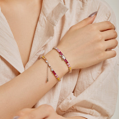 [CiCi]Luxurious Colorful Romantic Heart Shape Lover Bracelet