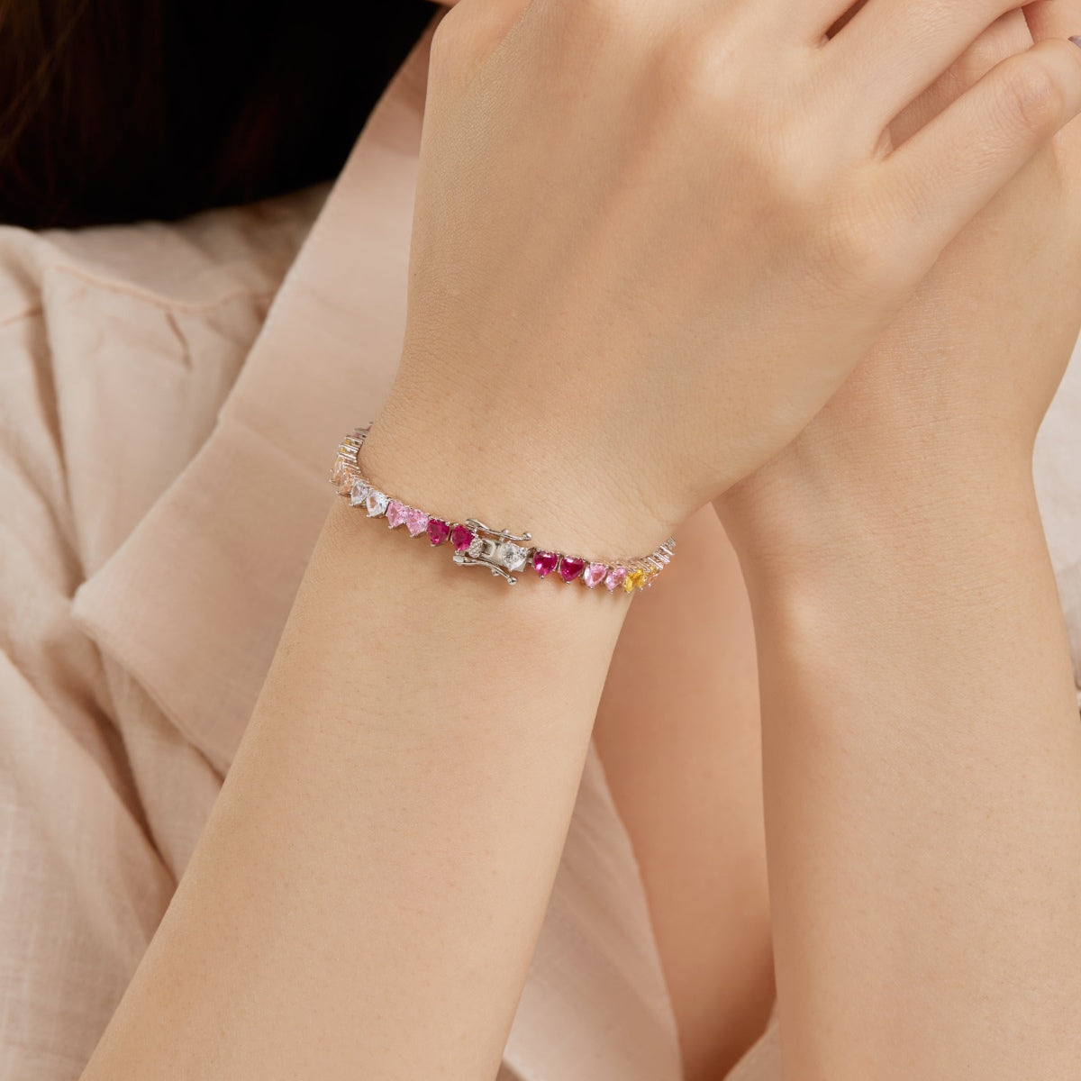 [CiCi]Luxurious Colorful Romantic Heart Shape Lover Bracelet