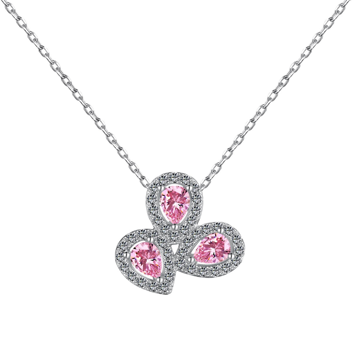 [CiCi]Elegant Flower Shape Pear Cut Necklace