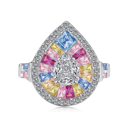 [CiCi]Elegant Colorful Water Drop Shape Banquet Ring