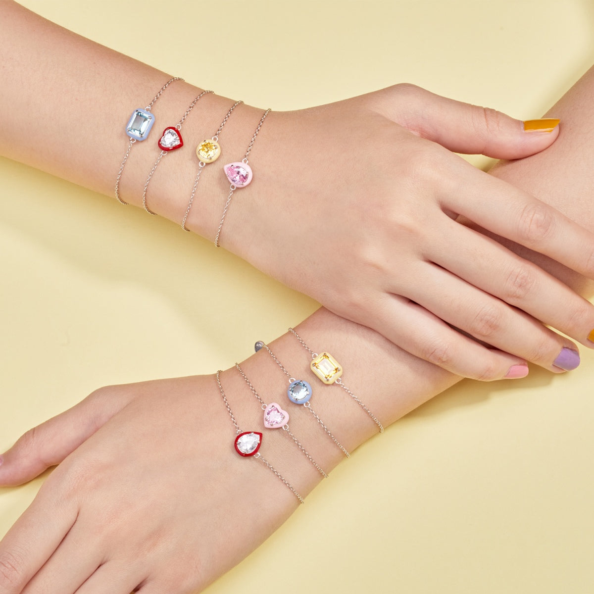 [CiCi]2.0 Carat Sparkling Colorful Emerald Cut Daily Bracelet