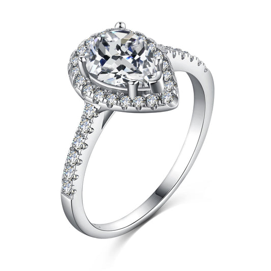 [CiCi]1.0 Carat Luxurious Resplendent Water Drop Shape Wedding Ring
