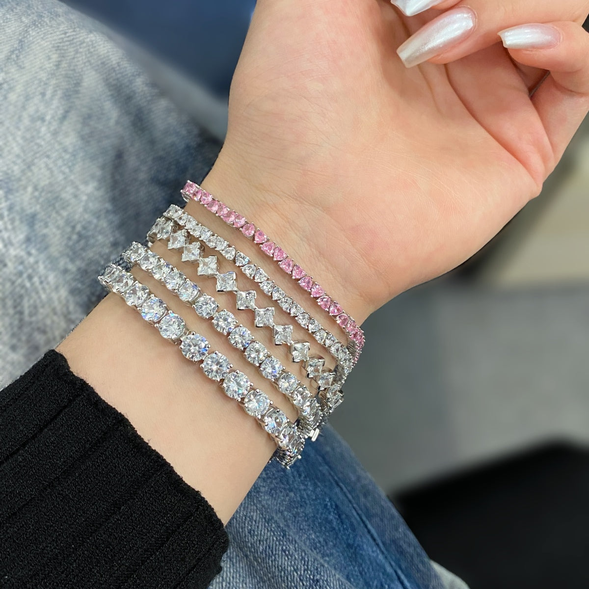 [CiCi]0.5 Carat Ornate Princess Cut Daily Bracelet