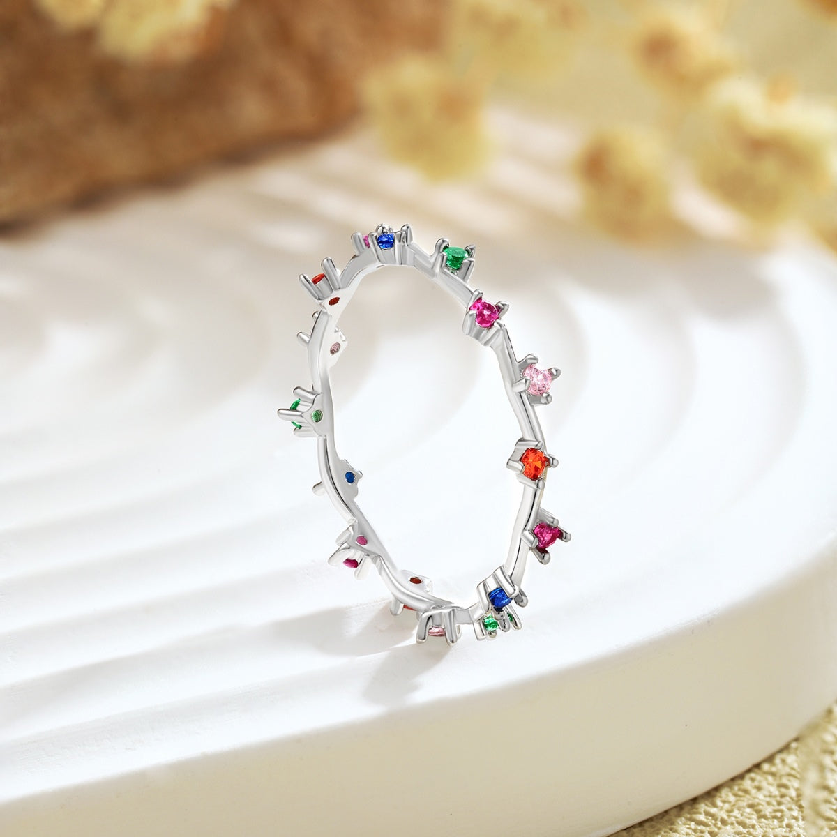 [CiCi]Radiant Colorful Round Cut Daily Ring