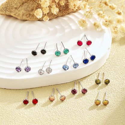 [CiCi]Sparkling Colorful Round Shape Earrings