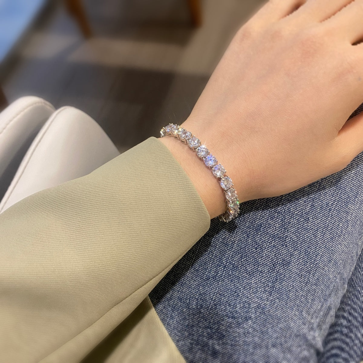 [CiCi]0.75 Carat Dazzling Round Cut Wedding Bracelet