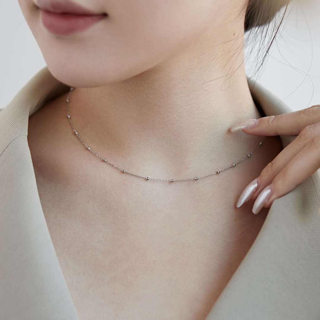 [CiCi]Small Bead Clavicle Chain Simple Necklace