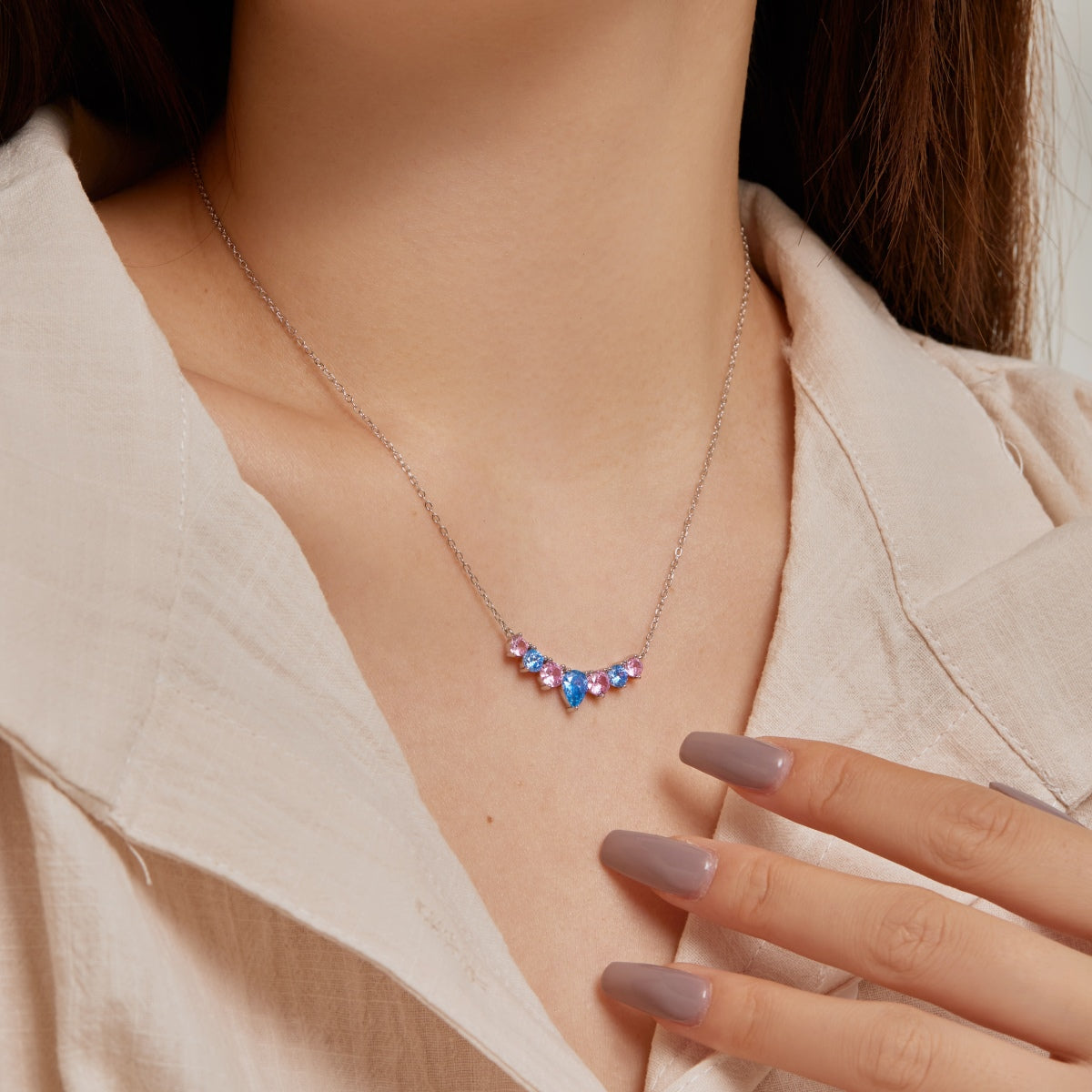 [CiCi]Dainty Colorful Heart Necklace