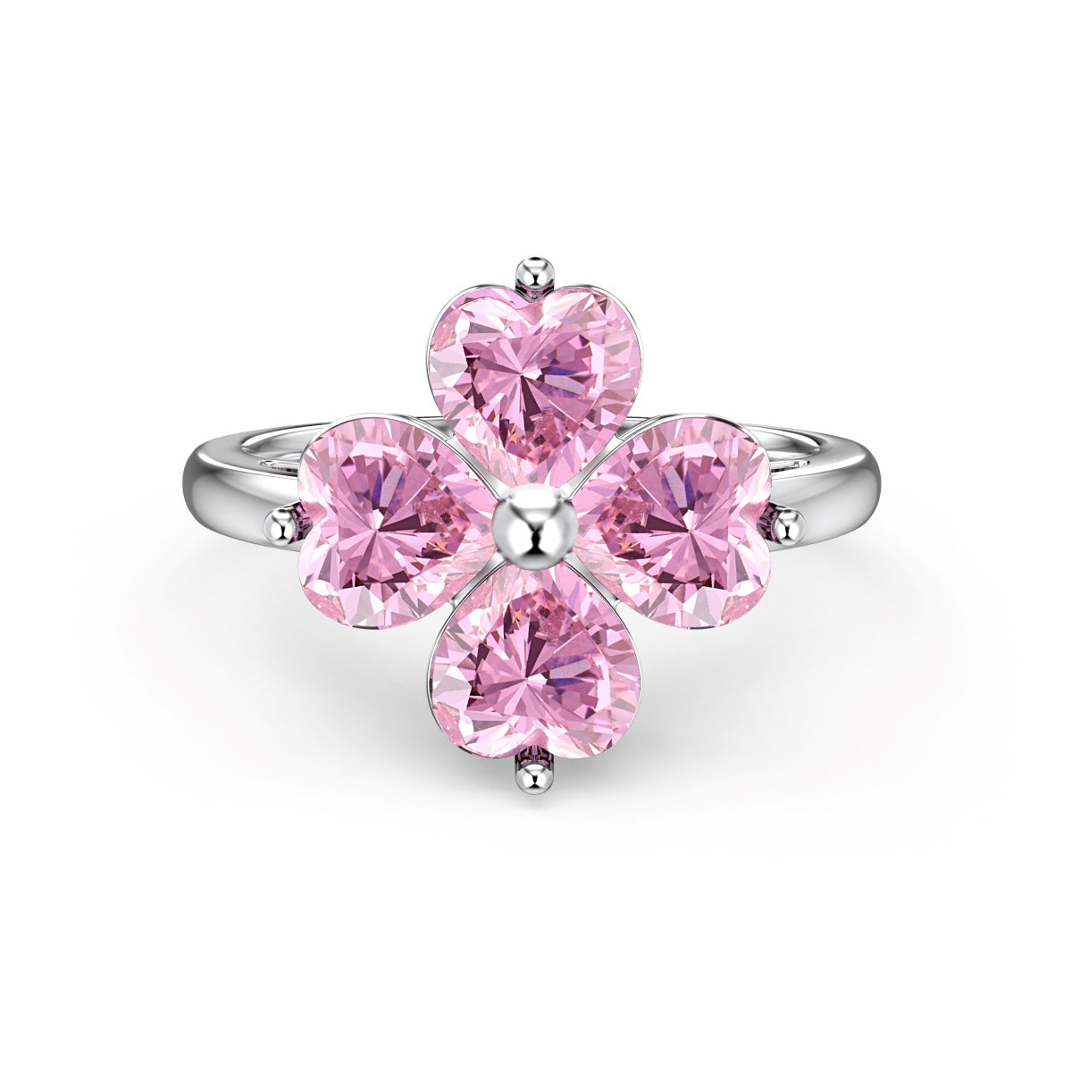 [CiCi]Heart-shaped Four-Leaf Clover Ball Ring