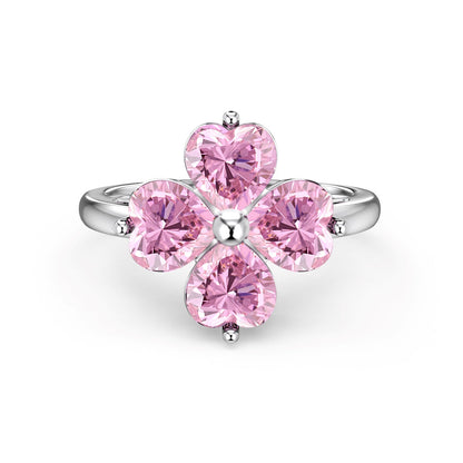 [CiCi]Heart-shaped Four-Leaf Clover Ball Ring