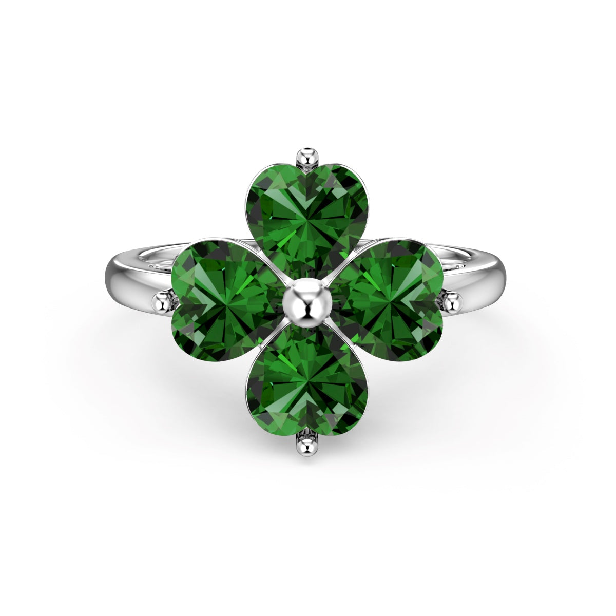 [CiCi]Heart-shaped Four-Leaf Clover Ball Ring