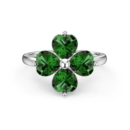 [CiCi]Heart-shaped Four-Leaf Clover Ball Ring
